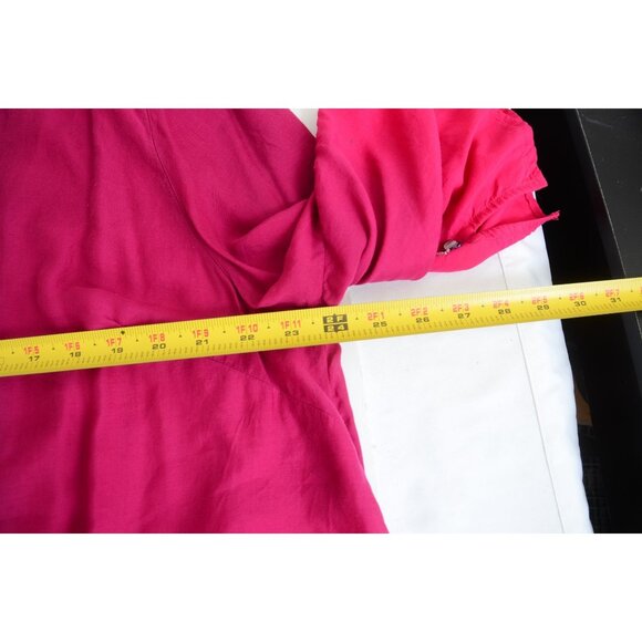 Catherine's PLUS 1X Ombré Pink Purple Beaded Flowy Tunic Top 3/4 Sleeve Blouse - Picture 10 of 12